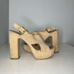MICHAEL KORS PLATFORM HEELS IN NUDE